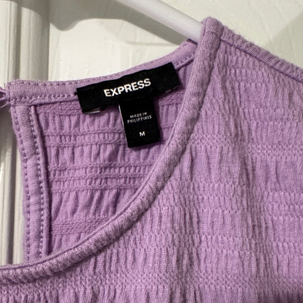 Express Lavender Ruffle Sleeve Blouse - Picture 3 of 3